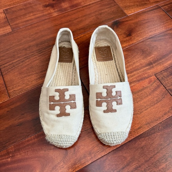 Tory Burch Cream and Brown Espadrilles size 5.5 - Picture 1 of 11